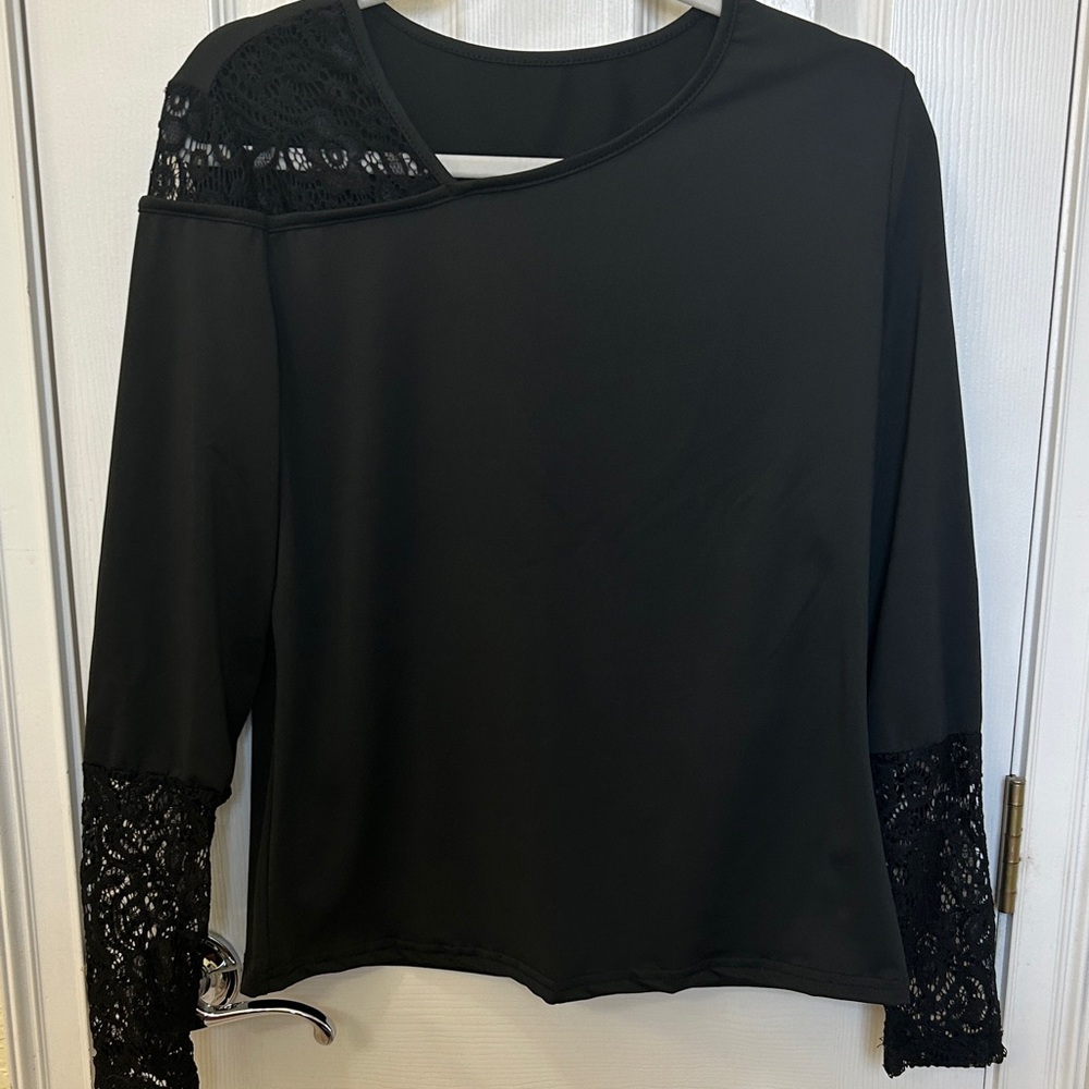 SHEIN Black Lace Accent Women's Blouse